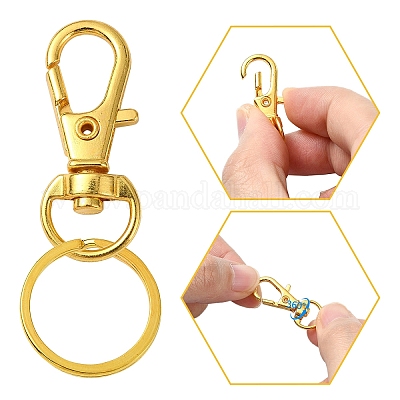 DIY-Verschlüsseanhänger mit drehbarem Karabinerverschluss aus Legierung und geteilten Verschlüsseringen aus Eisen&nbsp;DIY-YW0010-44AB-1