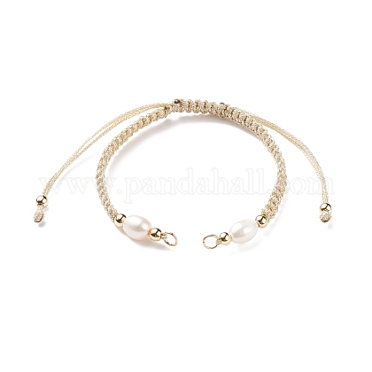 Half Finished Polyester Braided Pearl Bracelet AJEW-JB01128-02-1