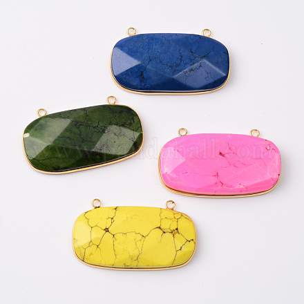 Dyed Faceted Rectangle Natural Howlite Big Pendants G-K065-M-1