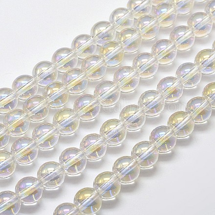 Hebras de perlas de cuarzo sintético galvanizado EGLA-J061-4mm-AB01-1