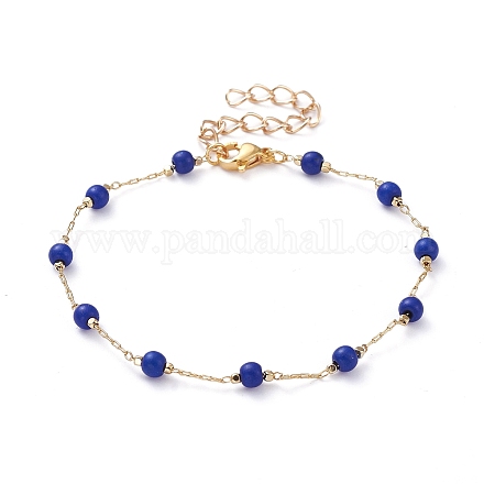 Bracelets ronds en perles synthétiques turquoise (teints) BJEW-JB05274-02-1