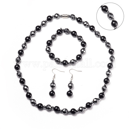Collane e bracciali elasticizzati e orecchini pendenti set di gioielli SJEW-I198-06P-1