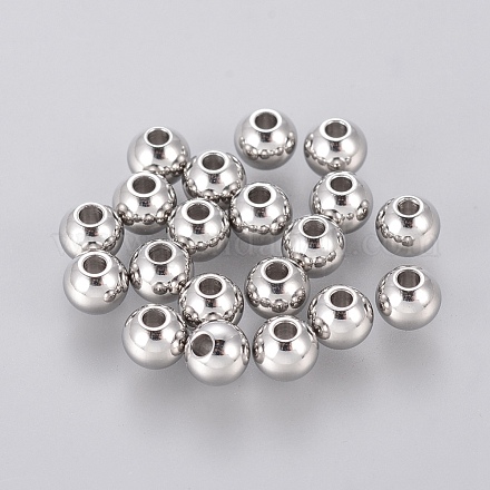 Intercalaires perles rondes lisses en 304 acier inoxydable X-STAS-M006-01B-1