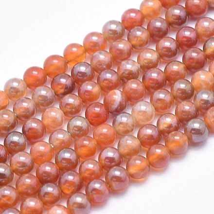 Galvaniser les brins de perles d'agate craquelée au feu naturel G-K256-47-4mm-1