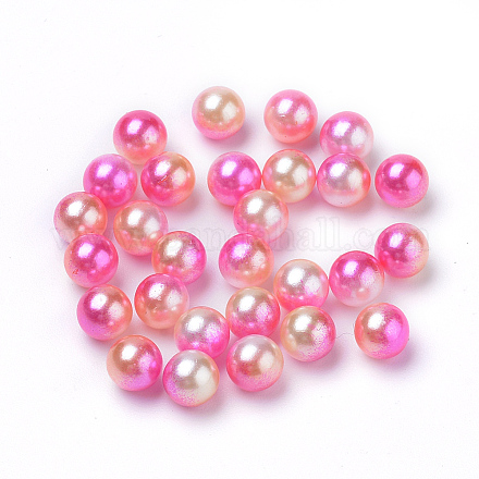 Cuentas de perlas de imitación acrílica arcoiris OACR-R065-4mm-04-1