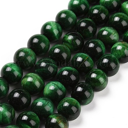 Natürlichen grünen Tigerauge Perlen Stränge X-G-G099-10mm-6-1