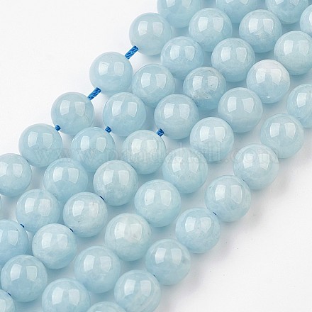 Chapelets de perles en aigue-marine naturelle G-G945-02-9mm-1