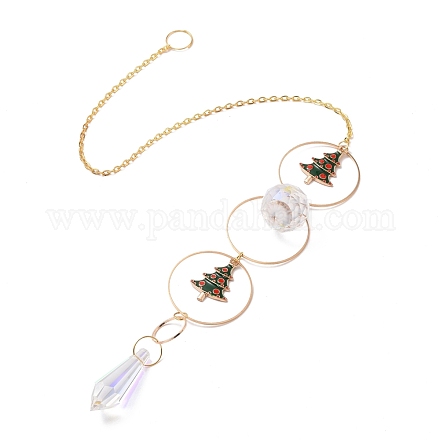 Christmas Theme Sun Catcher Glass Pendant Decorations AJEW-A037-04G-1