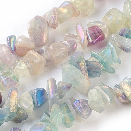 Brins de perles de fluorite naturelles électroplaquées G-G767-08-1