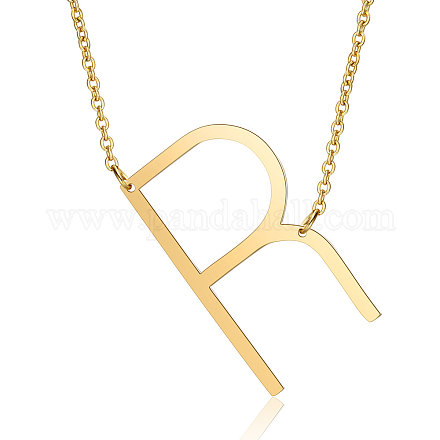 201 Stainless Steel Initial Pendants Necklaces NJEW-S069-JN004D-R-1