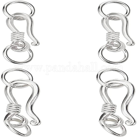 BENECREAT 4 Sets 925 Sterling Silver S-Shaped Hook Clasp 2 Silver Jewelry Clasps 16.5/20mm S-Shaped Hook and Eye Clasp Connector with Jump Ring for Jewelry Making Accessories STER-BC0001-53-1