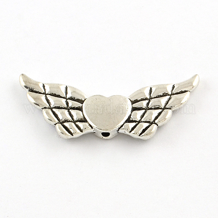 Wing with Heart Alloy Beads TIBEP-R336-152AS-LF-1