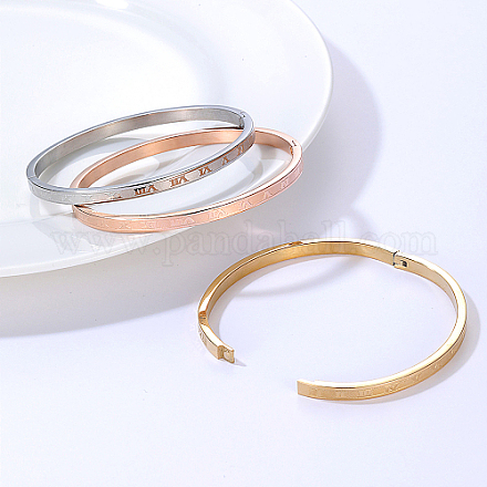 3 pièce de bracelets à charnière en acier inoxydable de 3 couleurs DB9414-1-1