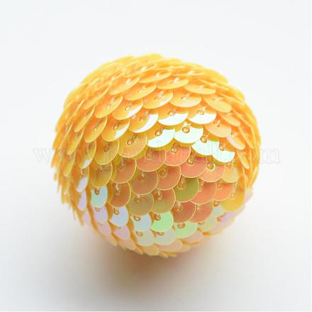 Handmade Woven Foam Wrapped with Paillettes Round Beads WOVE-T001-25mm-10-1