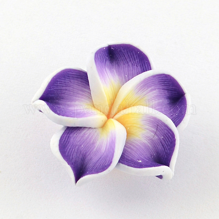 Handmade Polymer Clay 3D Flower Plumeria Beads CLAY-Q192-20mm-04-1