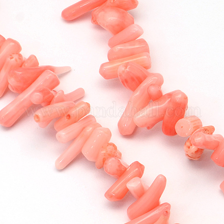 Copeaux teints brins de perles de corail synthétiques X-CORA-Q026-01E-1