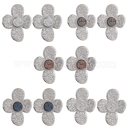 Aretes de flores de resina con piedras preciosas de imitación druzy EJEW-JE05318-1