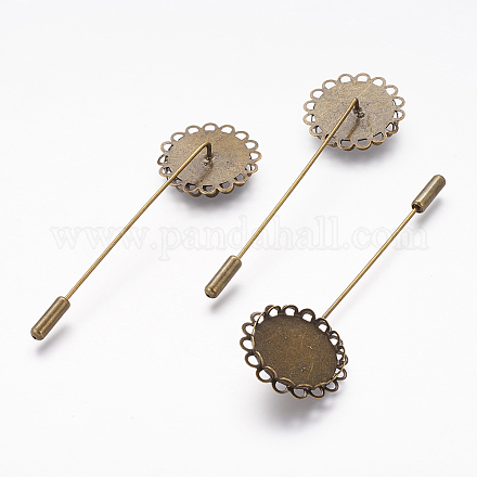 Antique Bronze Brass Cravate Pin Settings X-KK-CJSEB43-AB-FF-1