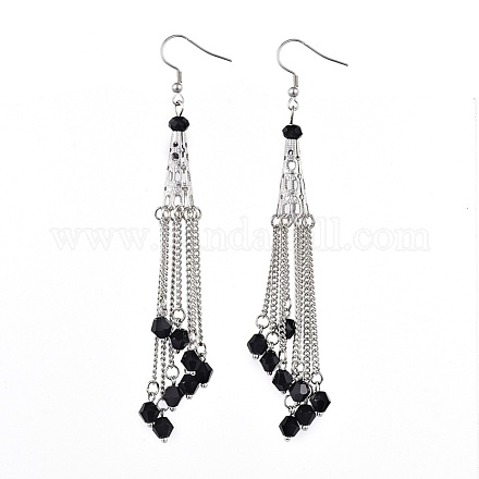 Glass Beads Tassel Earrings EJEW-JE03504-01-1