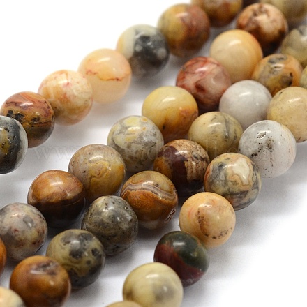 Chapelets de perles en agate fou naturel G-G763-10-6mm-1