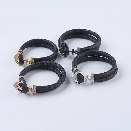 Handmade Snakeskin Leather Cord Bracelets BJEW-F301-C-1