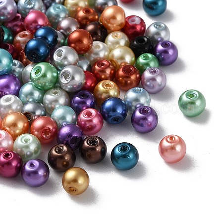 Chapelets de perles rondes en verre peint HY-Q004-6mm-M-1