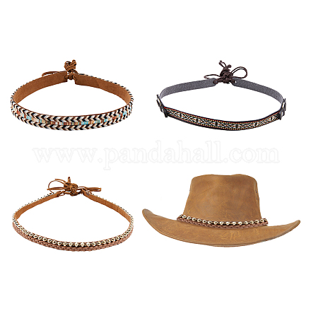 Superfindings 3 pièce 3 styles en simili cuir pour chapeau de cowboy du sud-ouest FIND-FH0006-54-1