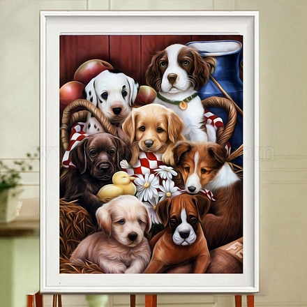 Diy прямоугольная собачья тема алмазная живопись наборы DIAM-PW0004-016-1