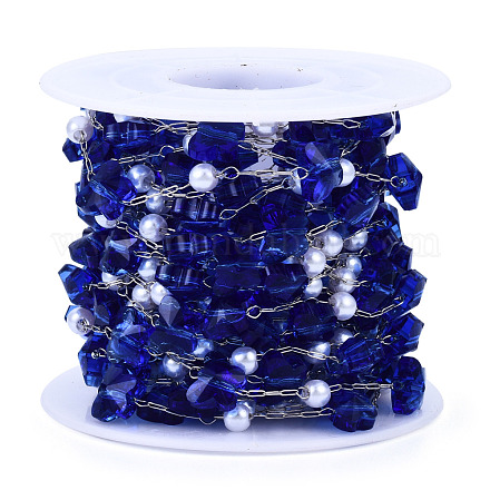 Papillon en verre et chaînes de perles en plastique abs CHS-N003-02-03-1