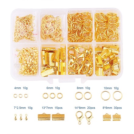 1boîte rectangle des accessoires de bijoux 20pcs fermoirs mousquetons en alliage FIND-PH0002-01G-B-1
