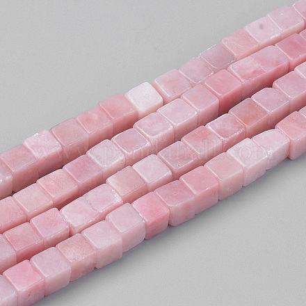 Natural Pink Opal Beads Strands G-Q961-12-6x6-1