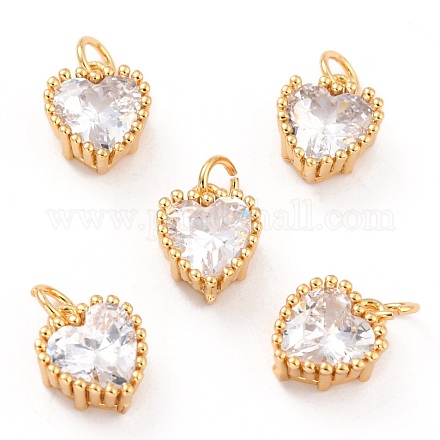 Real 18K Gold Plated Brass Inlaid Cubic Zirconia Charms ZIRC-L100-074G-04-1