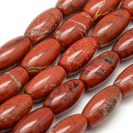 Oval Natural Red Jasper Beads Strands G-P062-04-1