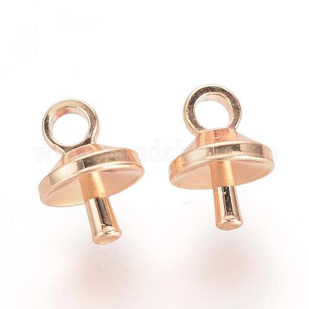 Brass Cup Pearl Peg Bails Pin Pendants KK-R071-10RG-1