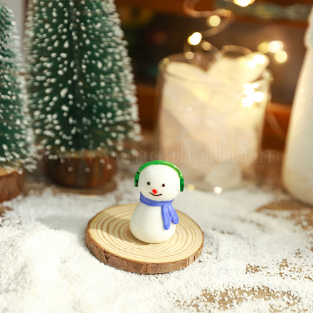 クリスマステーマのミニガラス雪だるまオーナメント  家庭用デスクトップディスプレイ装飾用  シーグリーン  40.5x22.5mm XMAS-PW0002-05A-01-1