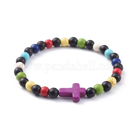 Natural Sandalwood Beads Stretch Bracelets BJEW-JB04679-01-1