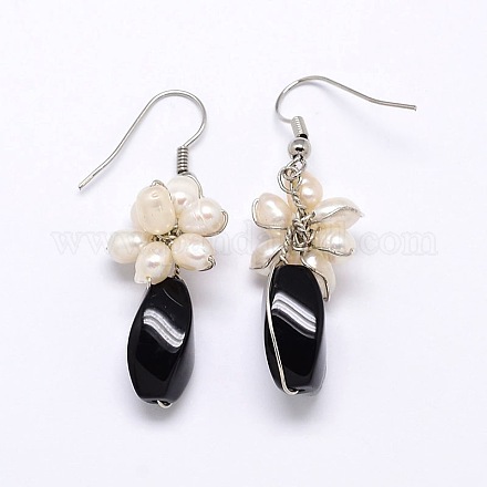 Natural Gemstone Dangle Earrings EJEW-E144-E30-03-1