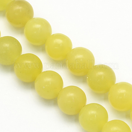 Citron naturel perles rondes de jade brins G-S141-03-1