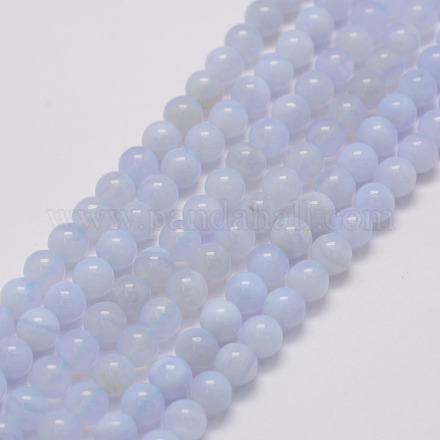 Brins de perles d'agate bleu clair naturel G-G970-38-8mm-1