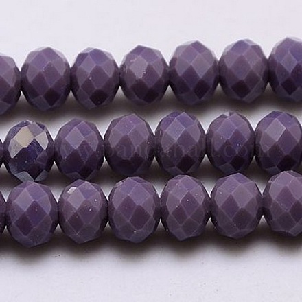 Faceted Rondelle Imitation Jade Glass Bead Strands X-GLAA-F001-6x4mm-16-1