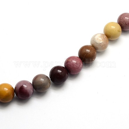 Chapelets de perles en mokaite naturel rondes X-G-O047-12-6mm-1