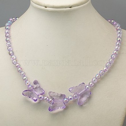 Preciosos collares de acrílico transparente para regalo del día de los niños. NJEW-JN00269-05-1