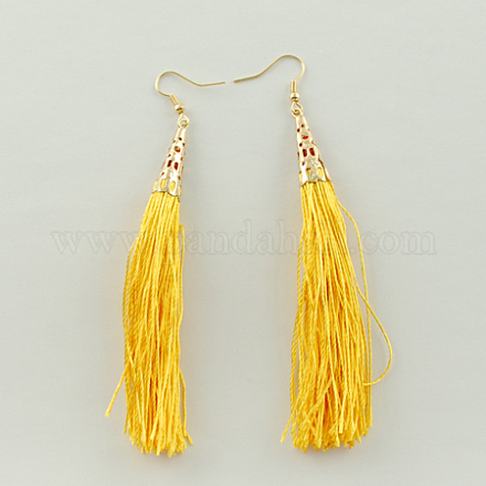 Fashion Nylon Thread Tassel Earrings for Carnival EJEW-R055-7-1