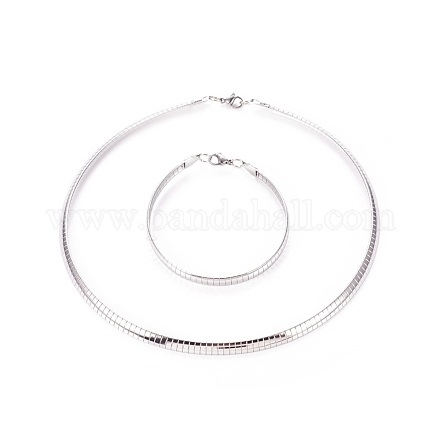 Colliers de choker en 304 acier inoxydable et ensembles de bijoux des bracelets SJEW-L144-A01-P-1