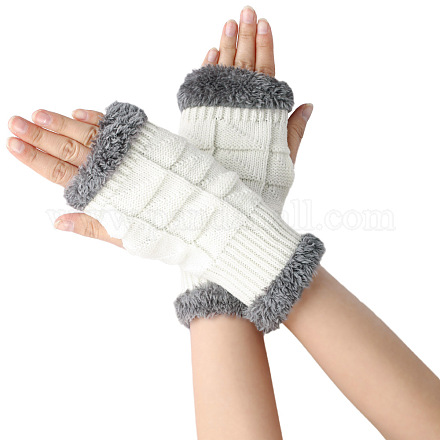 Gants sans doigts à tricoter en fil de fibre acrylique COHT-PW0002-08A-1