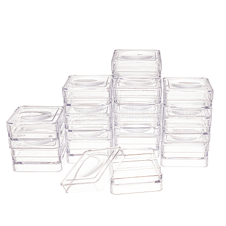 プラスチックビーズ収納ケース  正方形  透明  4x4x2.2cm  内径：3.4x3.4のCM  30個/箱 CON-BC0005-73-1