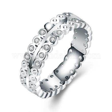 女性のための絶妙な真鍮チェコラインストーンの指輪  プラチナ  usサイズ7（17.3mm） RJEW-BB02112-7-1