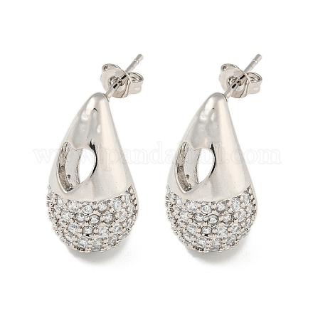 Серьги-гвоздики из латуни с цирконием EJEW-Q799-02A-P-1
