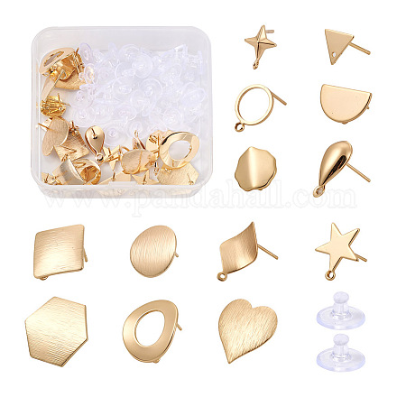 Kissitty 26 pièces coeur & géométrie boucles d'oreilles en laiton accessoires KK-KS0001-20-1