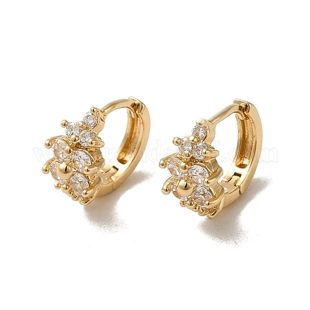 Серьга-кольцо KC из позолоченной латуни с микропаве и фианитами EJEW-L271-01KCG-06-1